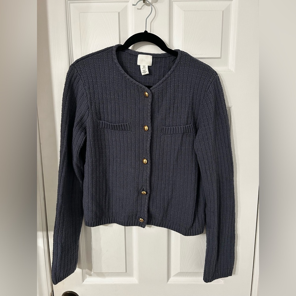 H&M blue waffle cardigan